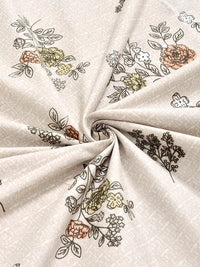 KLOTTHE Beige & Peach-Coloured Floral 300 TC King Bedsheet with 2 Pillow Covers