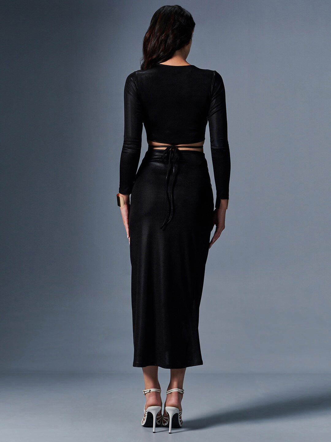 AND V-Neck Wrap Crop Top With Skirt