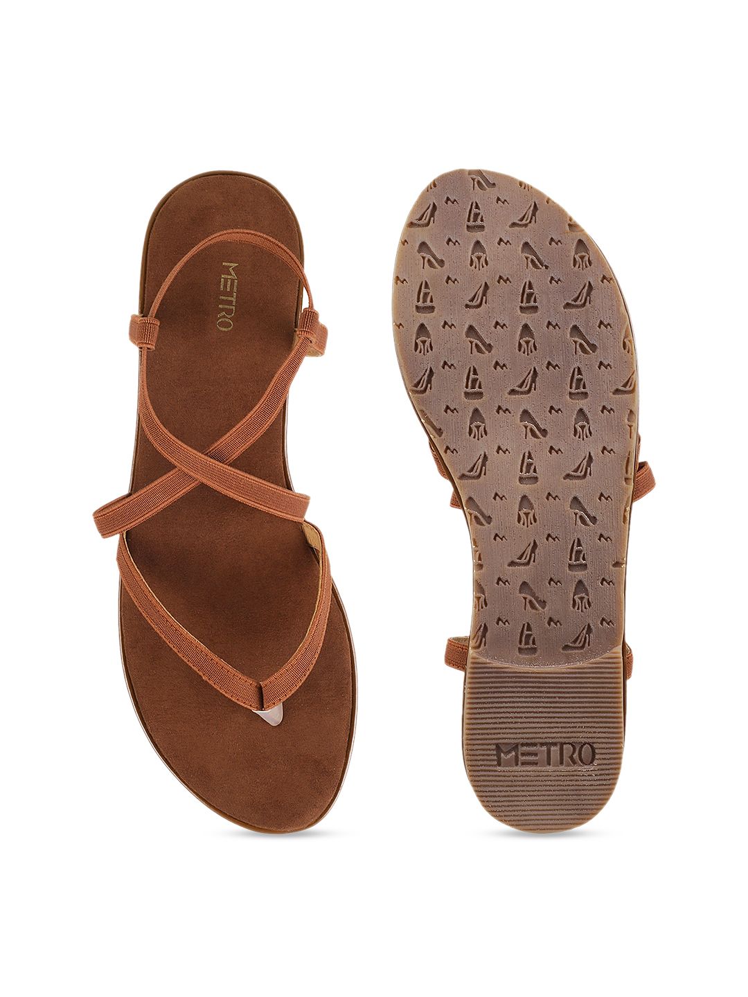 Metro Women Brown Solid Open Toe Flats