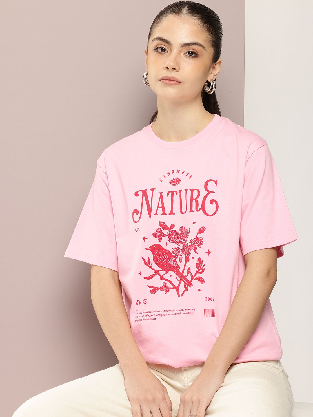 DILLINGER Women Graphic Printed Oversized T-shirt