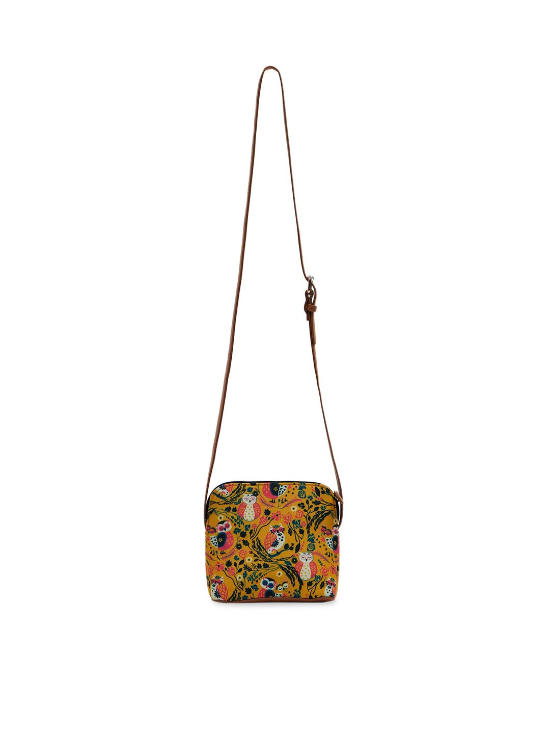 TEAL BY CHUMBAK Floral Printed Structured Sling Bag