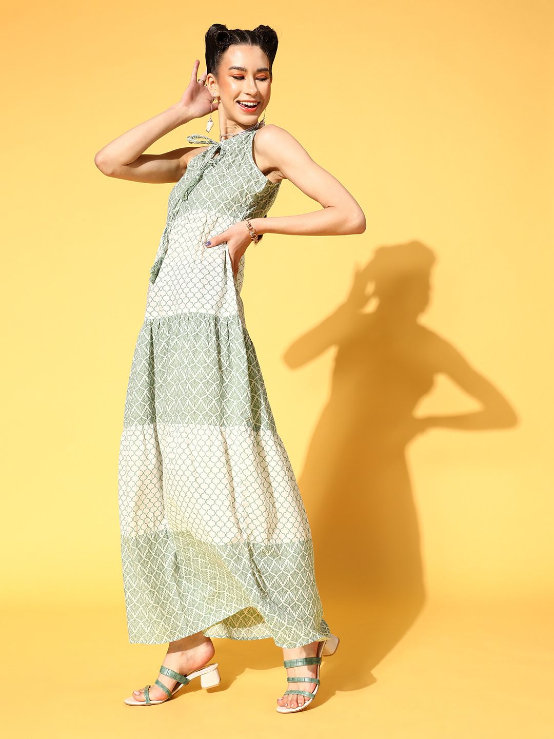 Athena Beautiful Green Ethnic Motifs Sundress