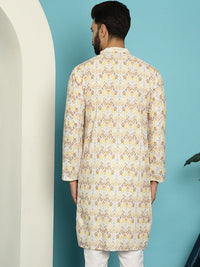 SOJANYA Ethnic Motifs Embroidered Pure Cotton Mandarin Collar Straight Kurta