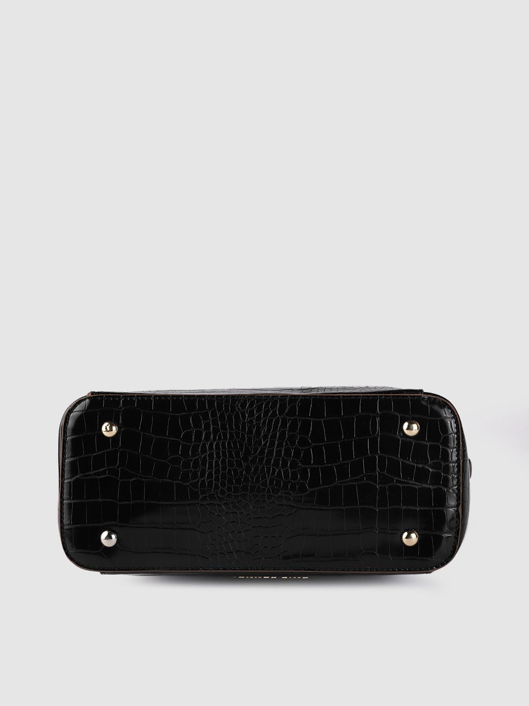Lino Perros Black Croc Textured Shoulder Bag