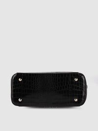 Lino Perros Black Croc Textured Shoulder Bag