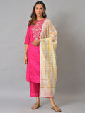AURELIA Floral Embroidered Zari Kurta with Trousers & Dupatta