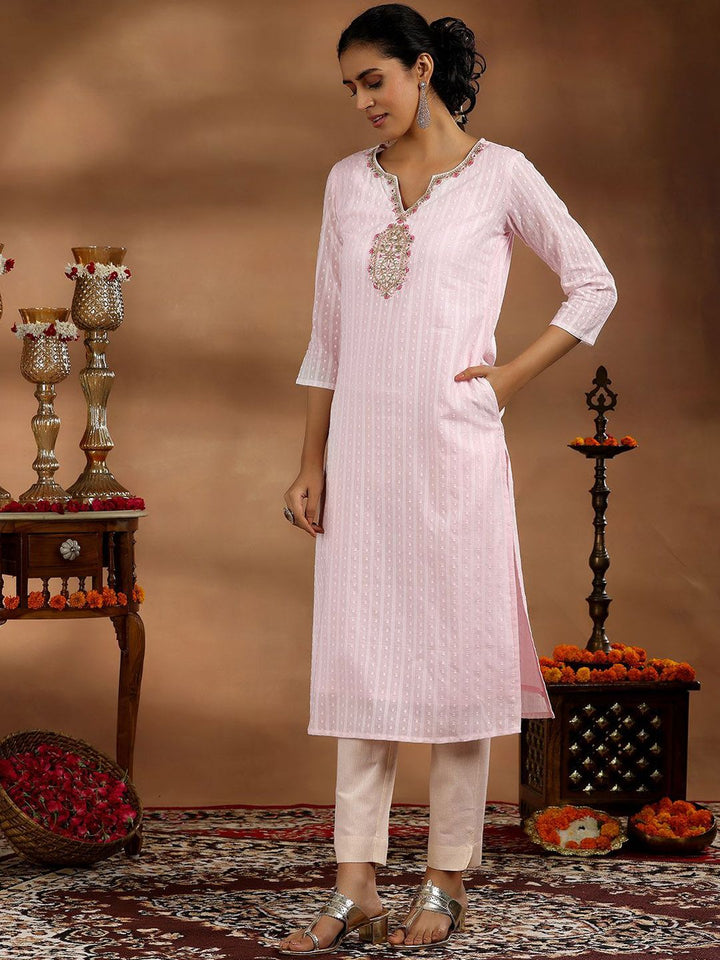 Libas Floral Yoke Design Cotton Straight Kurta
