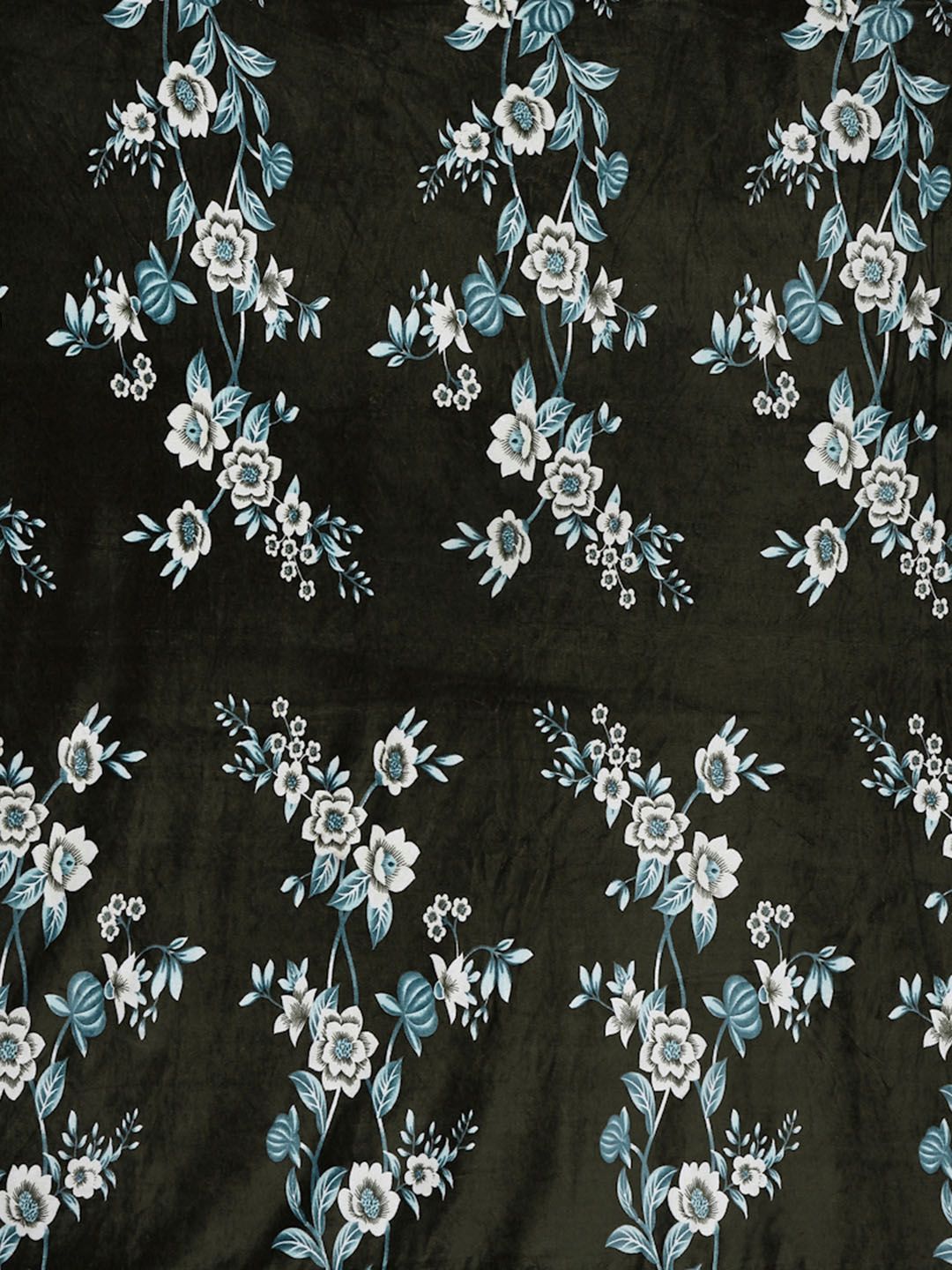 KLOTTHE Olive Floral Woolen 300 TC Cadar Tempat Tidur Halus King dengan 2 Sarung Bantal-250X225 cm