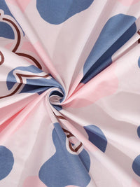 KLOTTHE Pink Floral Polycotton 300 TC Fitted King Fine Bedsheet with 2 Pillow Covers-96 x 89 inches