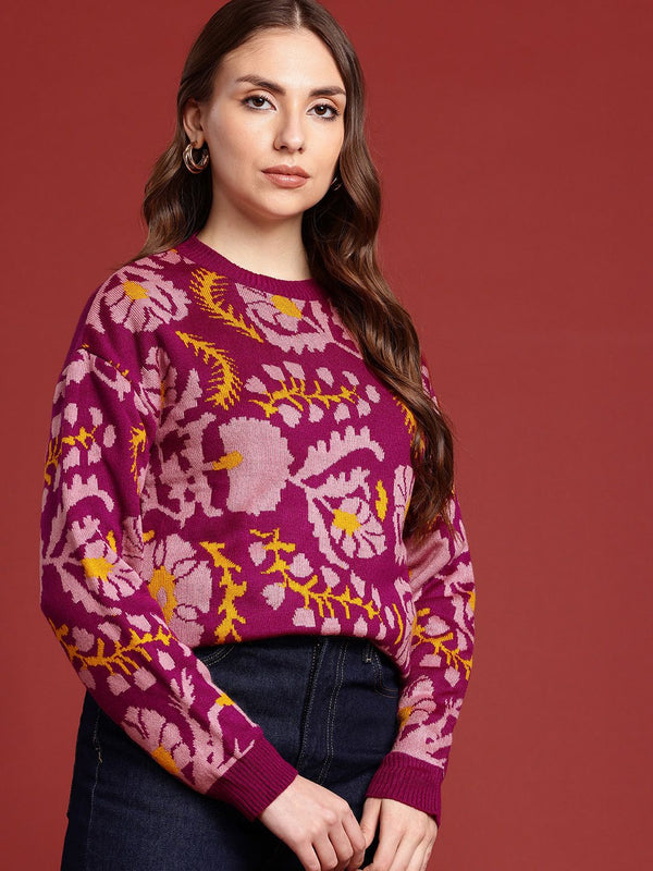 all about you Floral Self Design Pullover