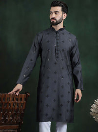 SOJANYA Ethnic Motifs Embroidered Mandarin Collar Sequinned Straight Kurta