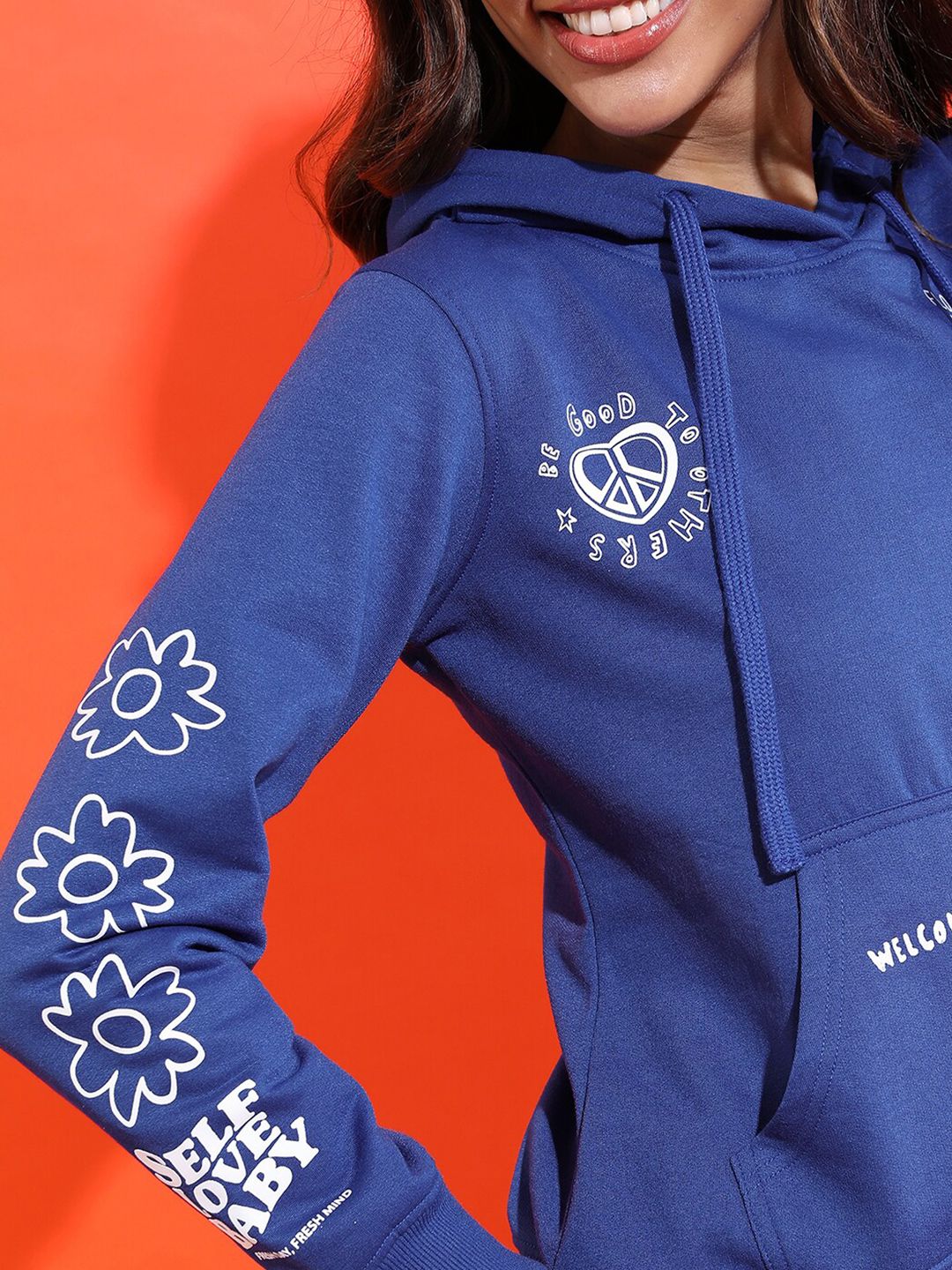 Tokyo Talkies Women Printed Hooded Sweatshirt