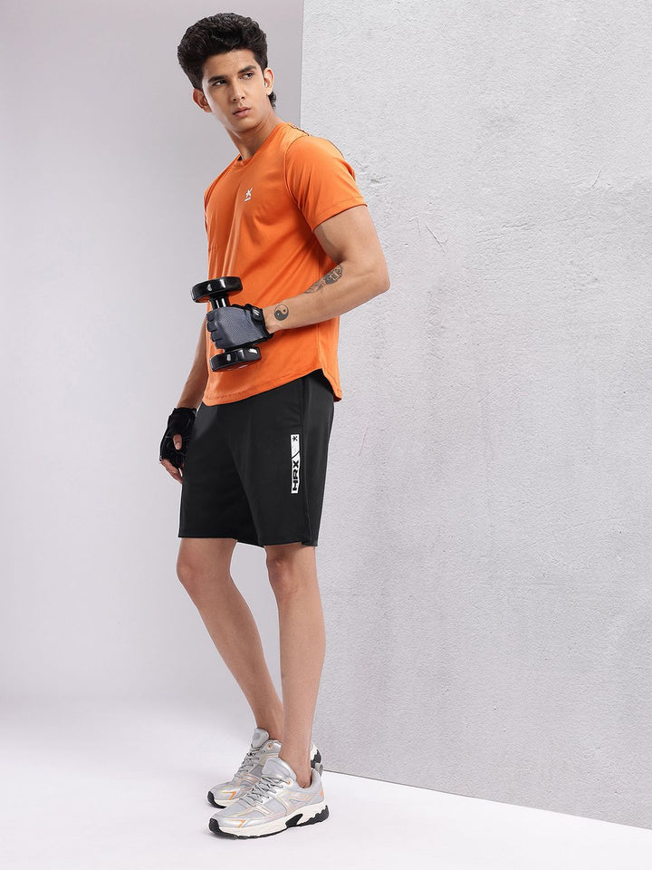 HRX by Hrithik Roshan Men Brand Logo Printed Mid-Rise Rapid-Dry Training Shorts