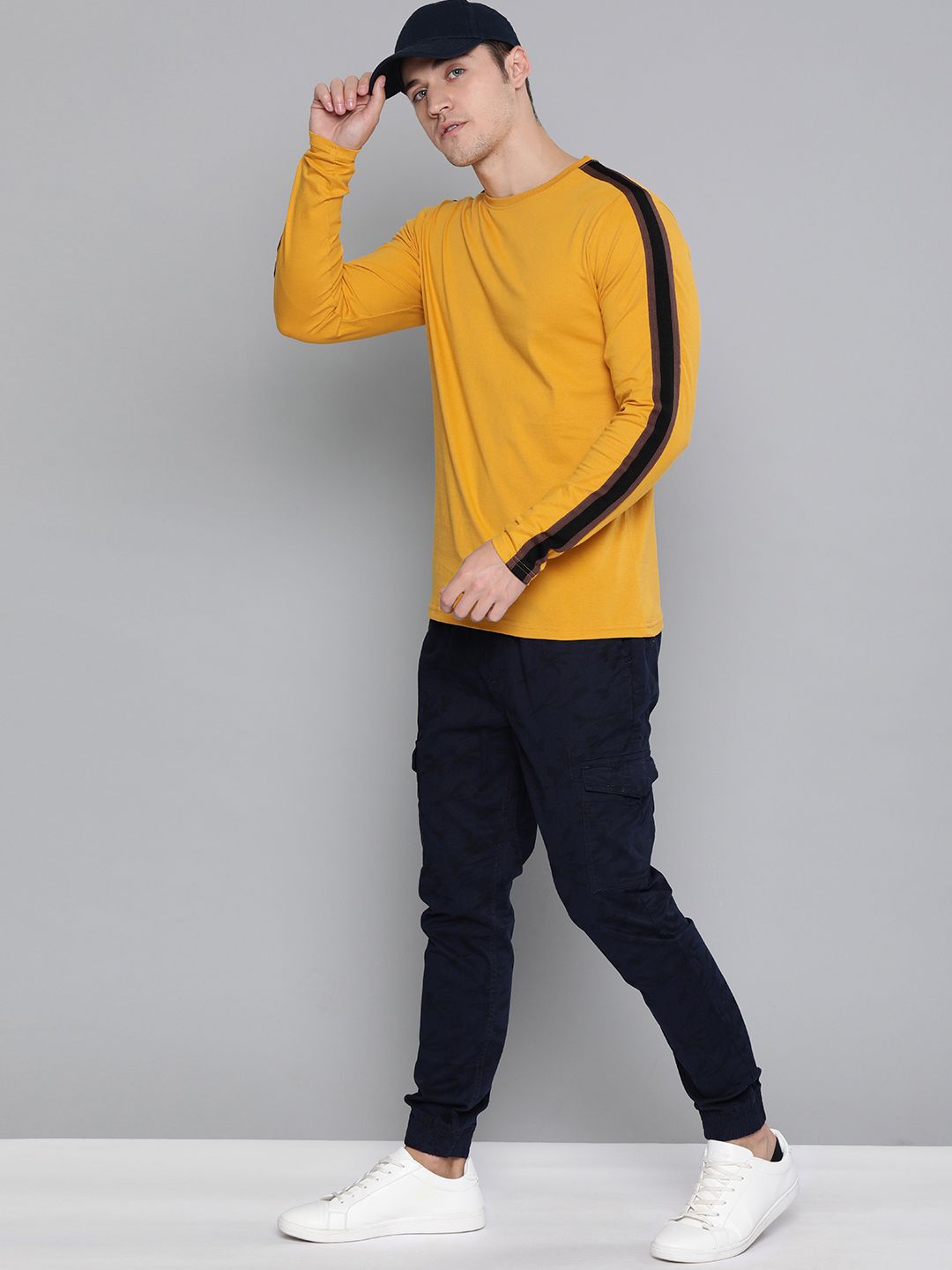 DILLINGER Men Mustard Yellow Pure Cotton T-shirt