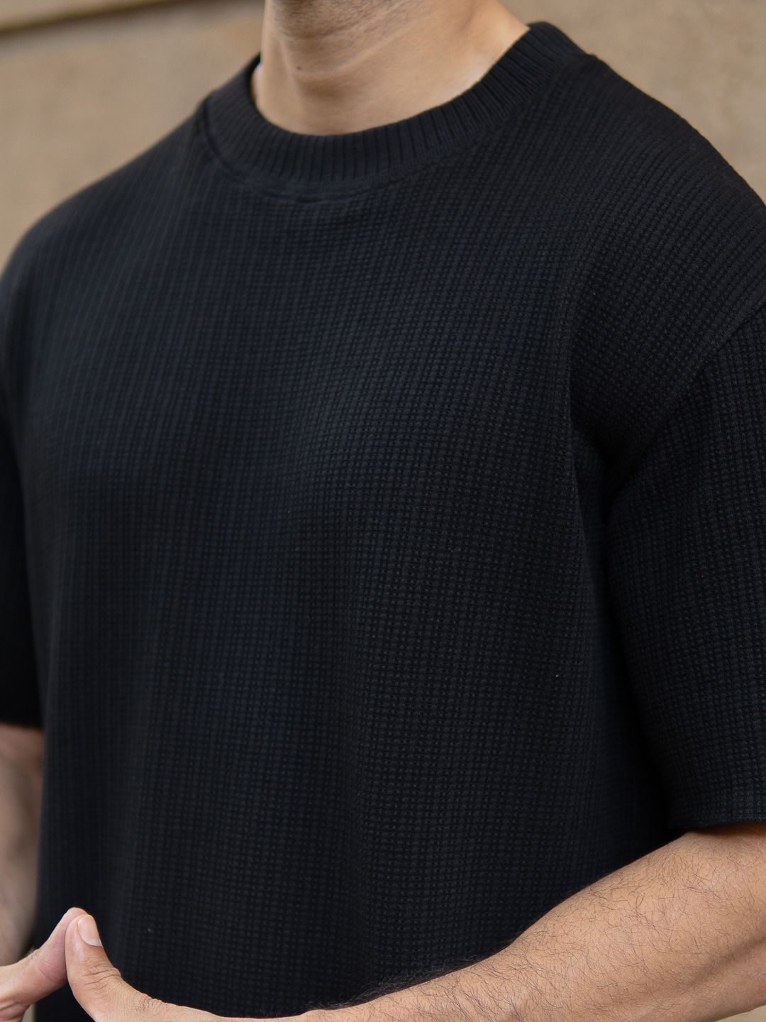 Powerlook Men Solid Round Neck Oversized T-shirt