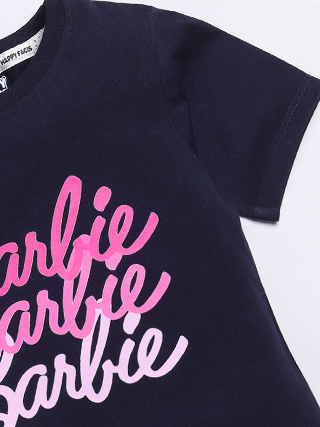 Happy Faces Girls Barbie Printed Pure Cotton Longline T-shirt