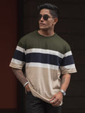 Powerlook Men Colourblocked Round Neck Oversized T-shirt