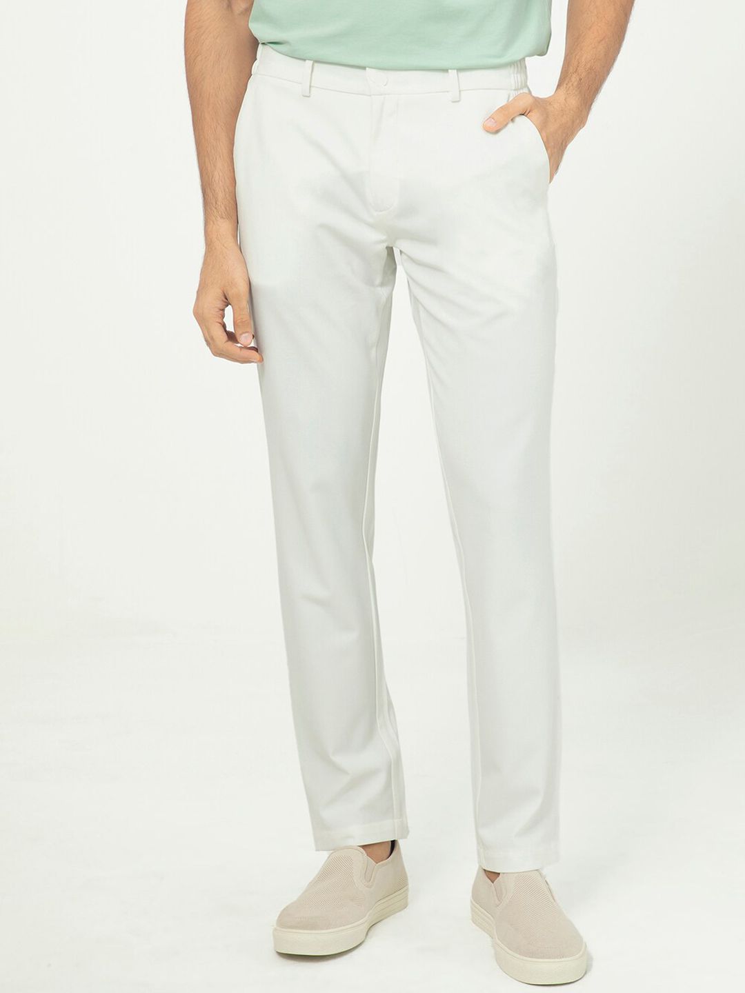 RARE RABBIT Men Travellers Mid Rise Plain Slim Fit Trouser