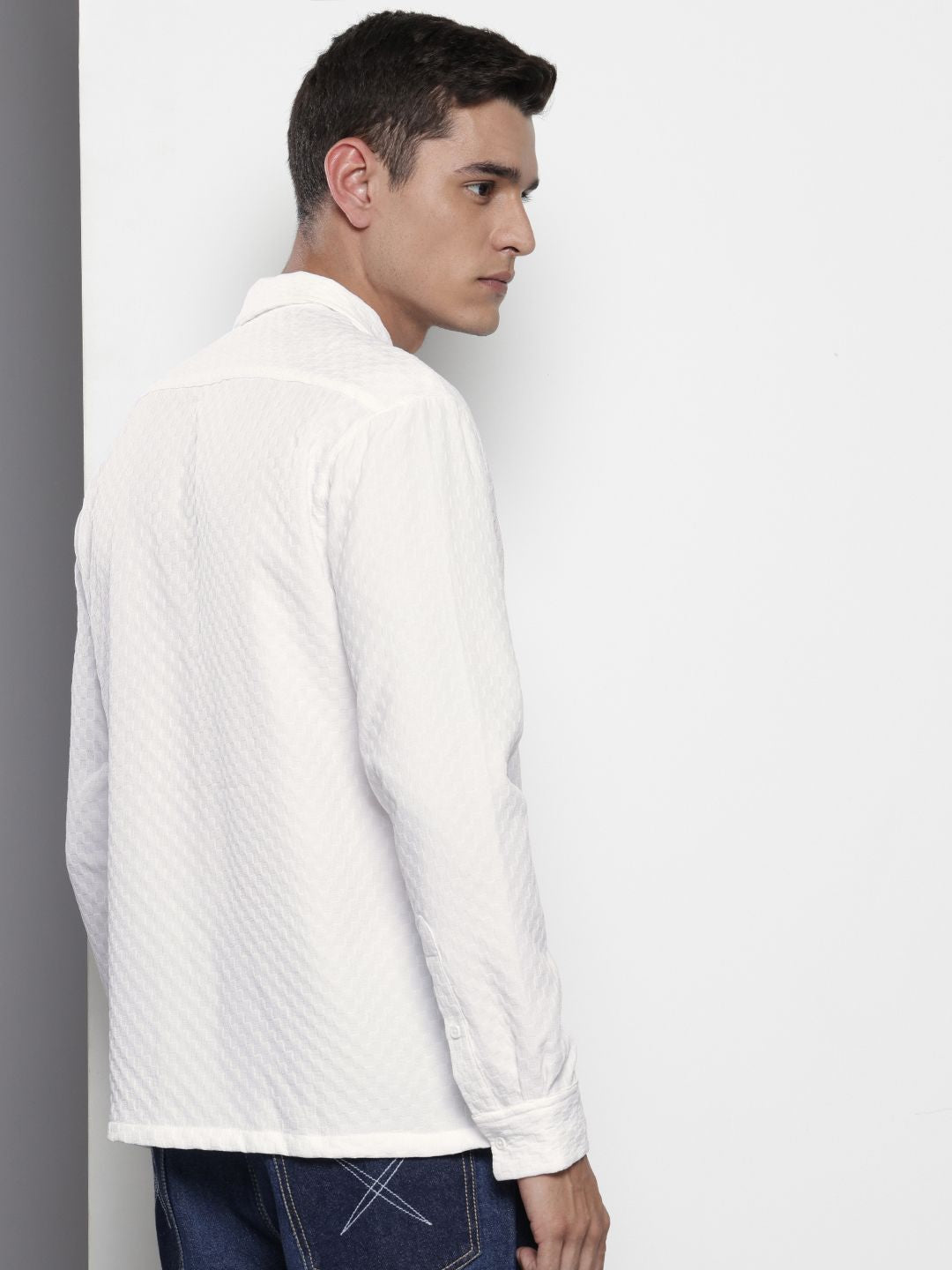 The Indian Garage Co Self Design Opaque Relaxed Fit Casual Shirt