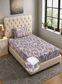 Moda Rapido X KLOTTHE Grey & Pink 300 TC Single Bedsheet with 1 Pillow Covers