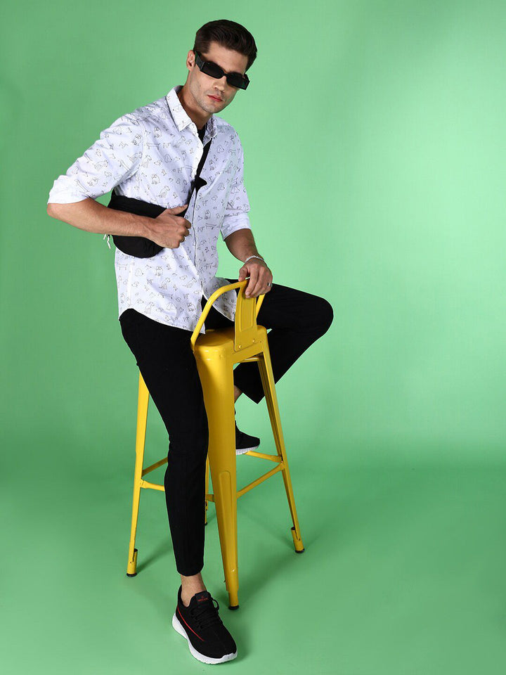 The Indian Garage Co Conversational Printed Slim Fit Casual Shirt