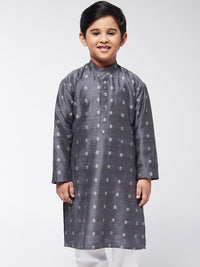 SOJANYA Boys Grey Printed Thread Work Kurta