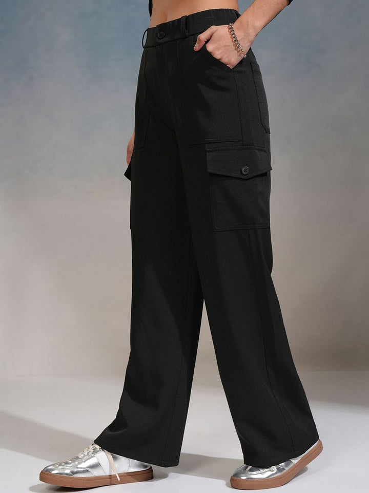 Street By Tokyo Talkies Women Straight Fit High-Rise Cargos Trousers