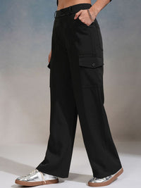 Street By Tokyo Talkies Women Straight Fit High-Rise Cargos Trousers