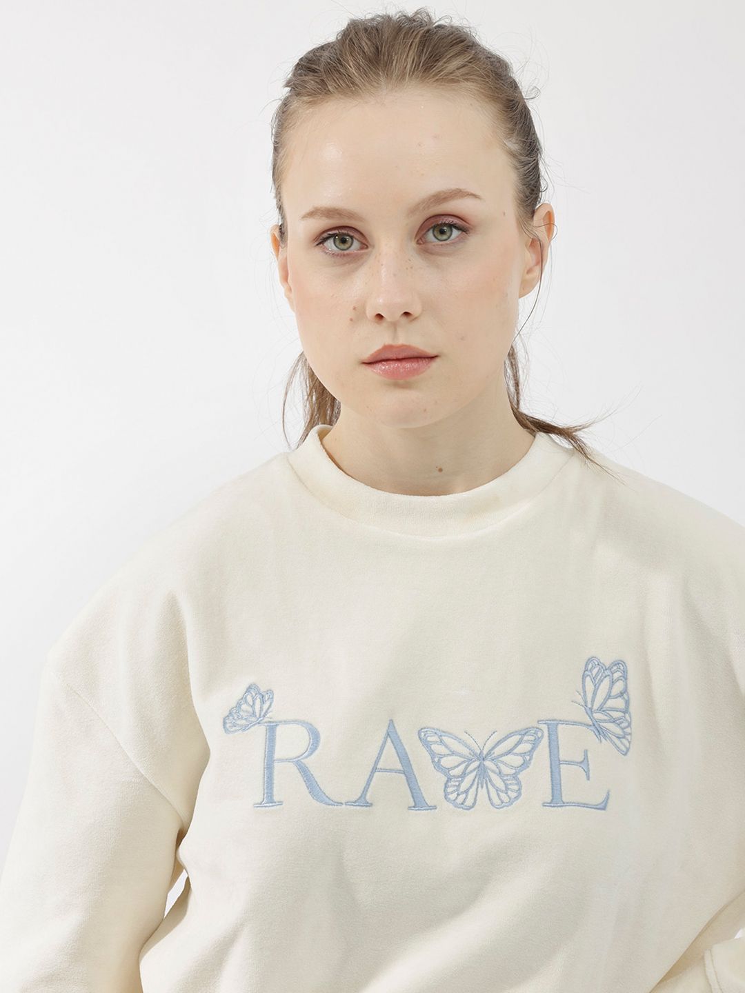 RAREISM Round Neck Embroidered Sweatshirt