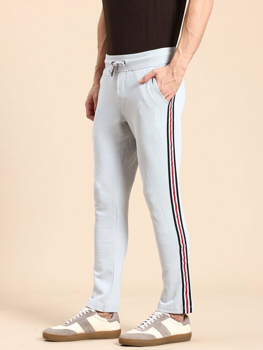 Being Human Men Pure Cotton Side Stripes Track Pants