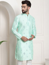 SOJANYA Band Collar Woven Design Kurta