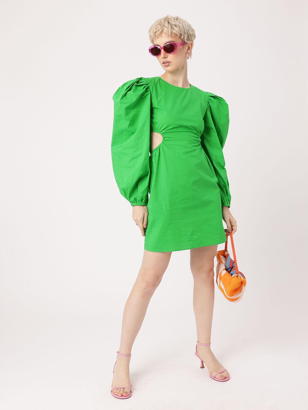 DressBerry Dare To Bare Power Shoulders Cut-Out Sheath Mini Dress