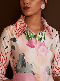 Athena Women Pink Printed Co-Ords