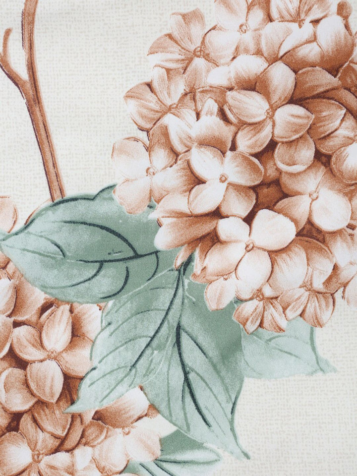 KLOTTHE White & Peach Floral Printed 300 TC King Bedsheet with 2 Pillow Covers