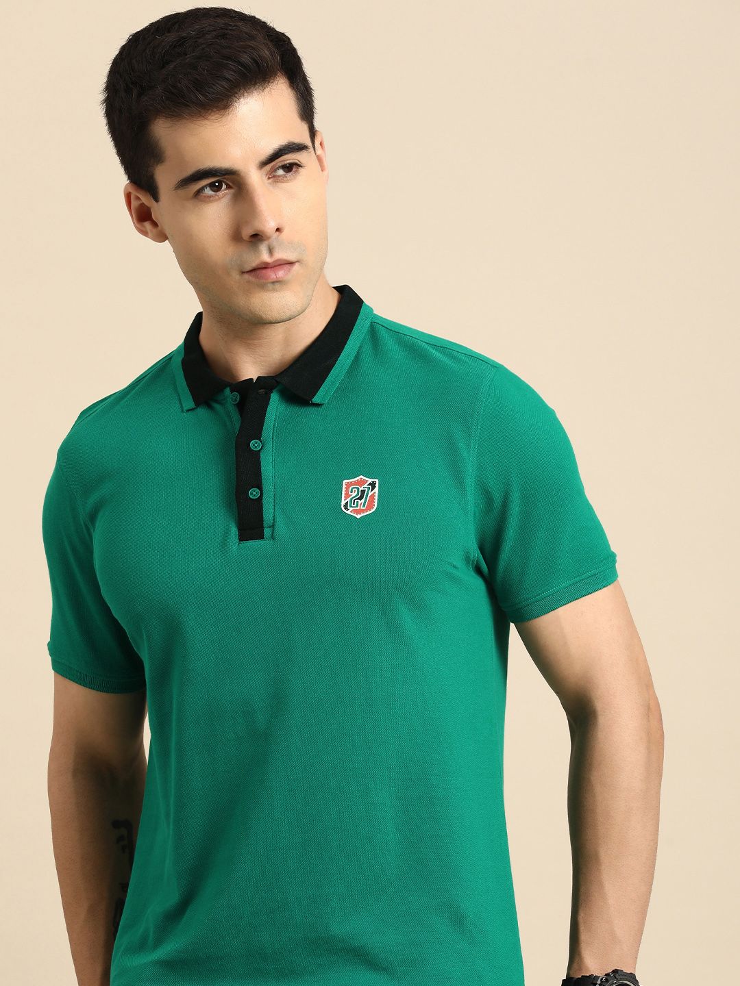 Menjadi T-Shirt Kapas Polo Lelaki Manusia