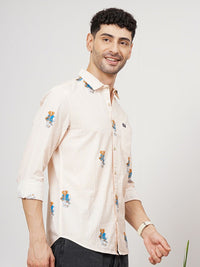 The Indian Garage Co Men White & Beige Striped Casual Shirt