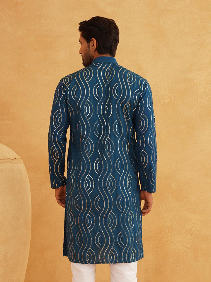 SOJANYA Kurta Kapas Tulen Bersulam Abstrak Lengan Panjang
