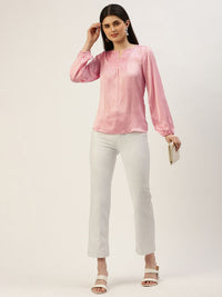 AND Floral Printed Smocked Puff Sleeves Top