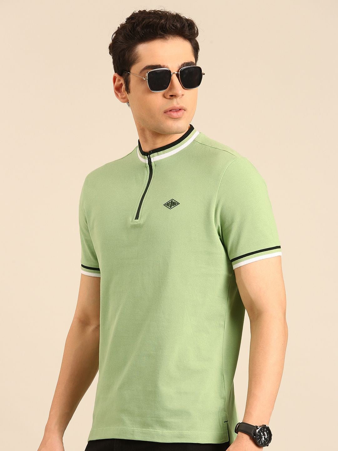 Being Human Mock Collar Pure Cotton T-shirt