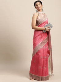 Saree mall Pink & Maroon Bagh Silk Blend Bagh Sarees