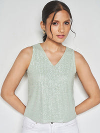 AND Embellished V-Neck Regular Top