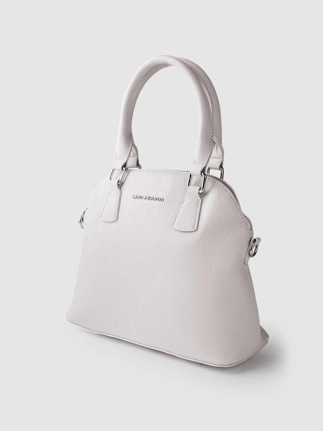 Lino Perros Grey Half Moon Handheld Bag with Detachable Sling Strap