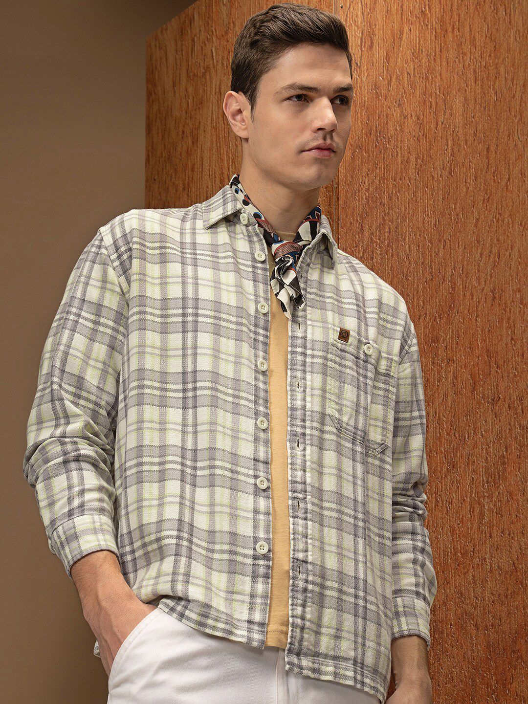 LOCOMOTIVE Oversized Dobby Textured Utility Pocket Overshirt
