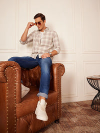 DENNISON Smart Tartan Checked Button-Down Collar Casual Shirt