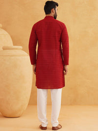 SOJANYA Geometric Embroidered Regular Pure Cotton Straight Kurta With Churidar
