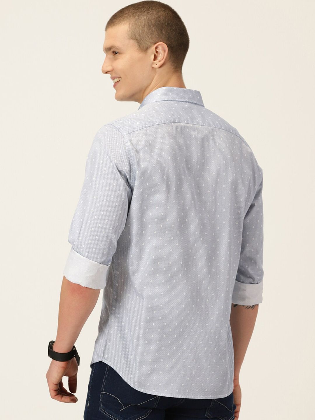 Thomas Scott Micro Ditsy Smart Slim Fit Opaque Cotton Casual Shirt