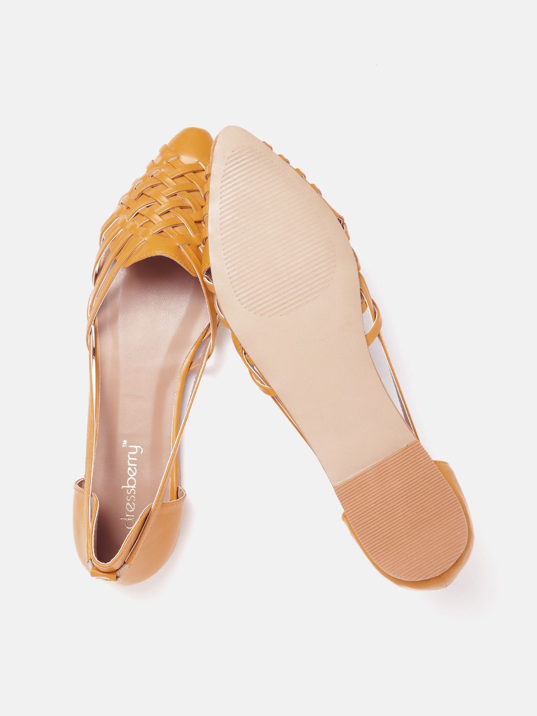 DressBerry Women Mustard Yellow Woven Design Ballerinas