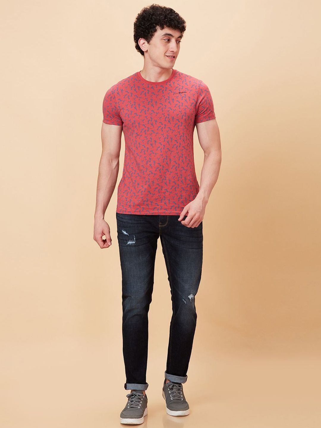 Being Human Men Slim Fit Low Distress Light Fade Jeans