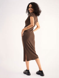 SASSAFRAS BASICS Shirt Collar Cotton Midi Dress