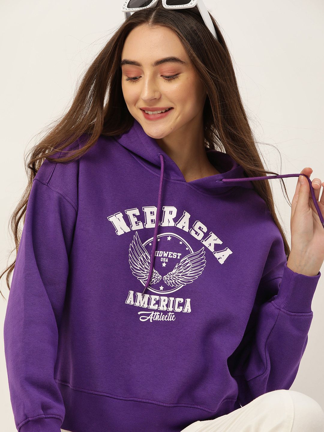 DressBerry Women Printed Hooded Sweatshirt